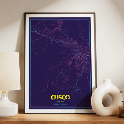 Cusco Cyberpunk Map Poster