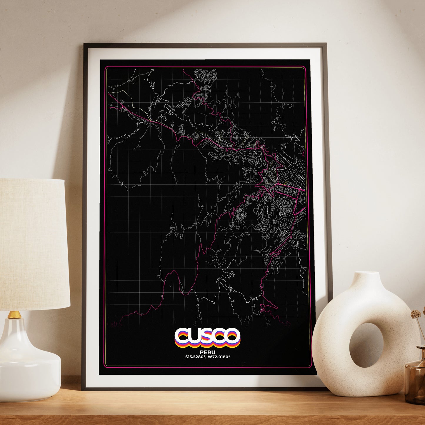 Cusco Retro Map Poster
