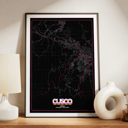 Cusco Retro Map Poster