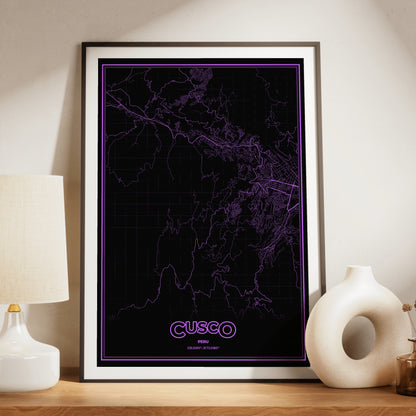 Cusco Phosphor Map Poster - EGA Violet