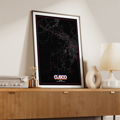 Cusco Retro Map Poster