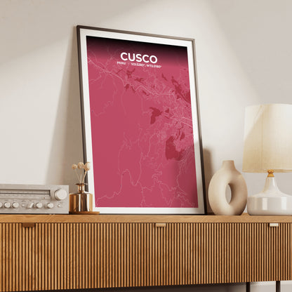 Cusco Scarlet Map Poster
