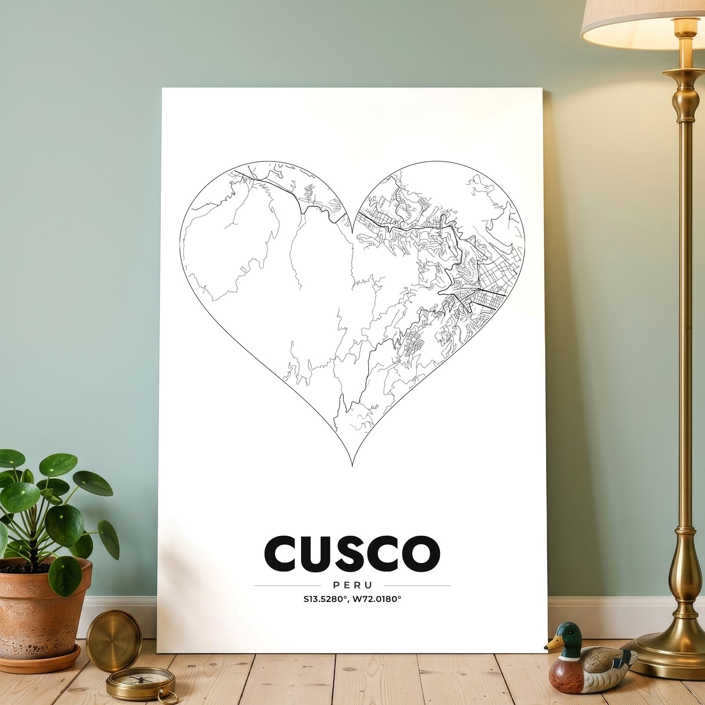 Cusco Heart Map Poster