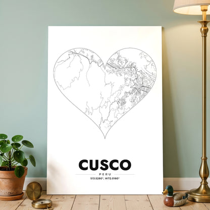 Cusco Heart Map Poster