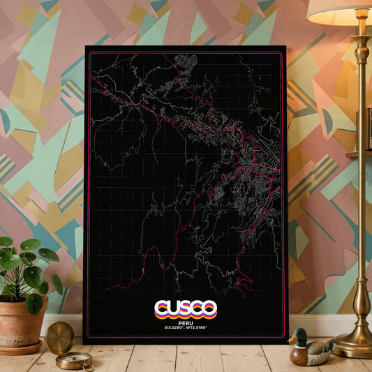 Cusco Retro Map Poster