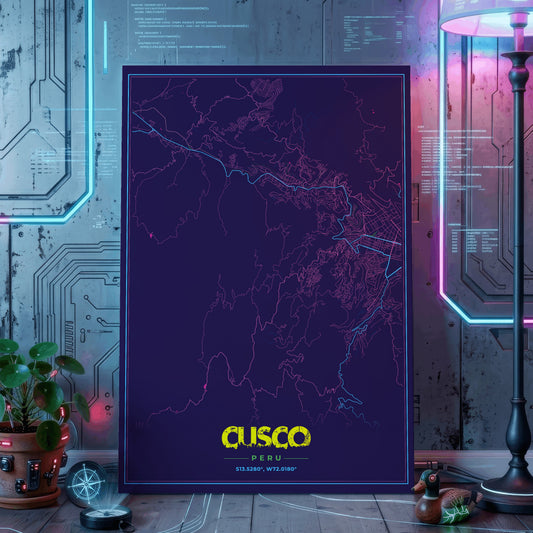 Cusco Cyberpunk Map Poster