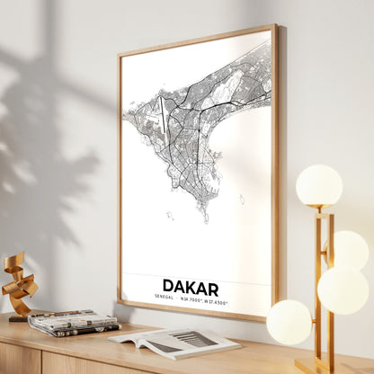 Dakar Elegant Map Poster
