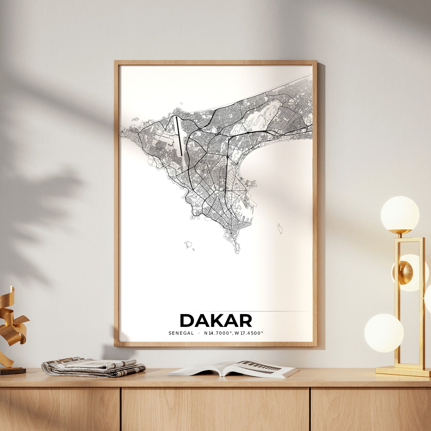 Dakar Elegant Map Poster