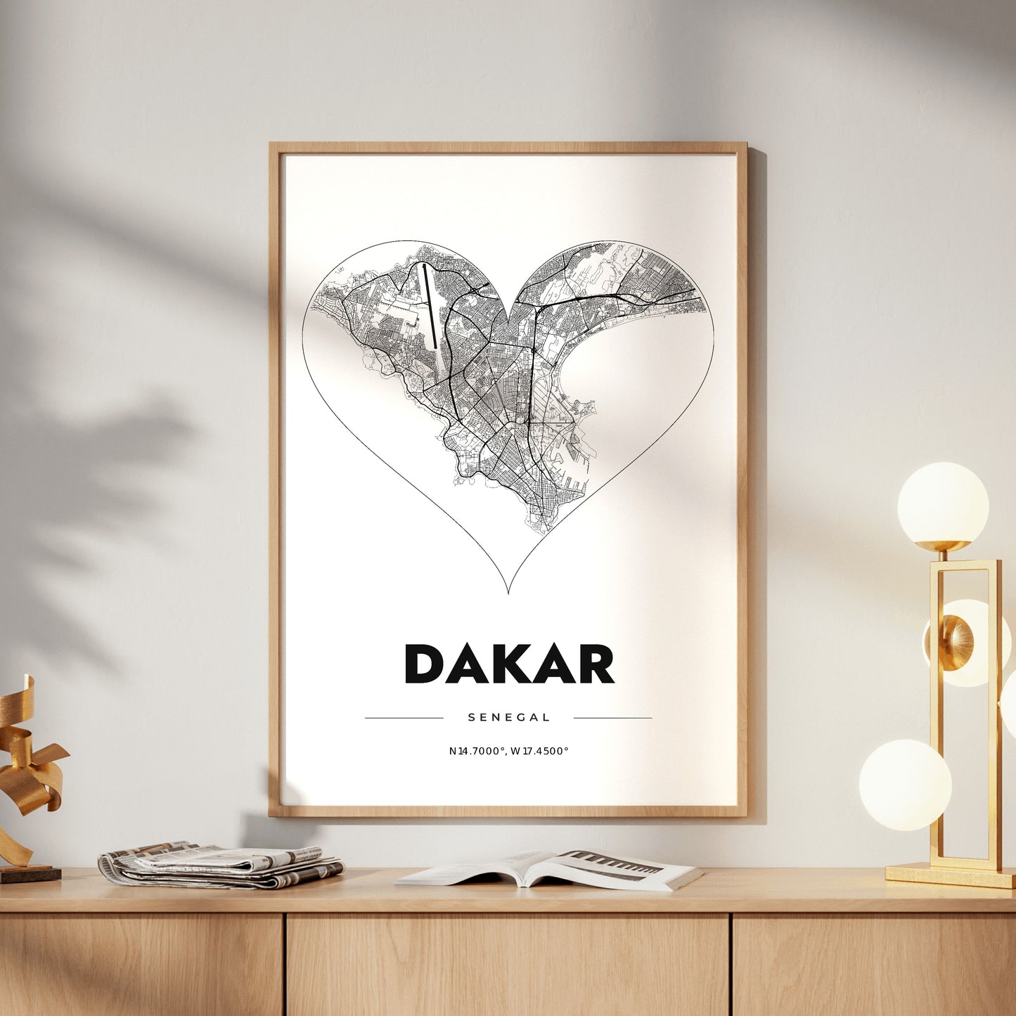 Dakar Heart Map Poster