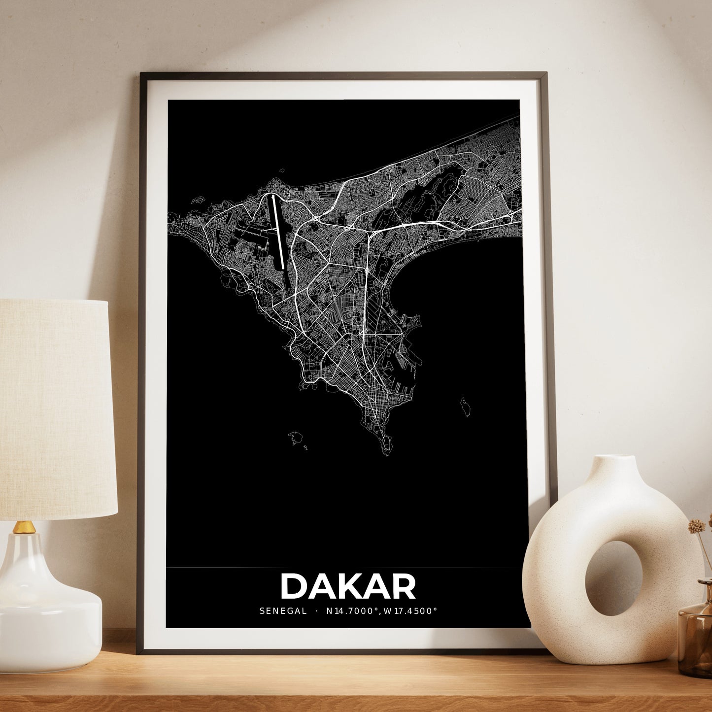 Dakar Elegant Map Poster