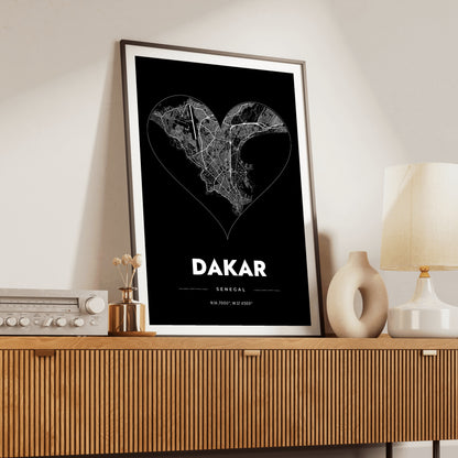Dakar Heart Map Poster