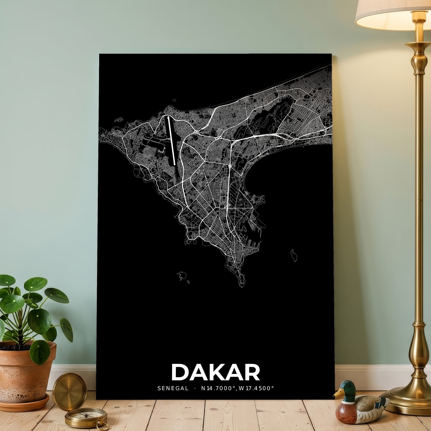 Dakar Elegant Map Poster