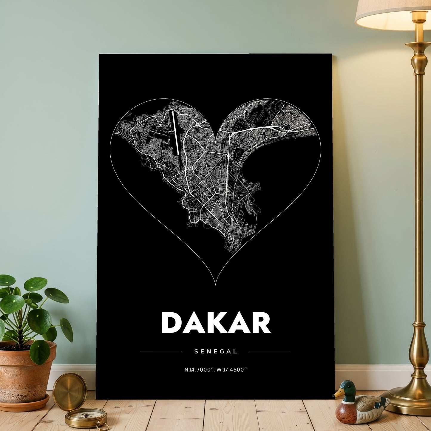 Dakar Heart Map Poster