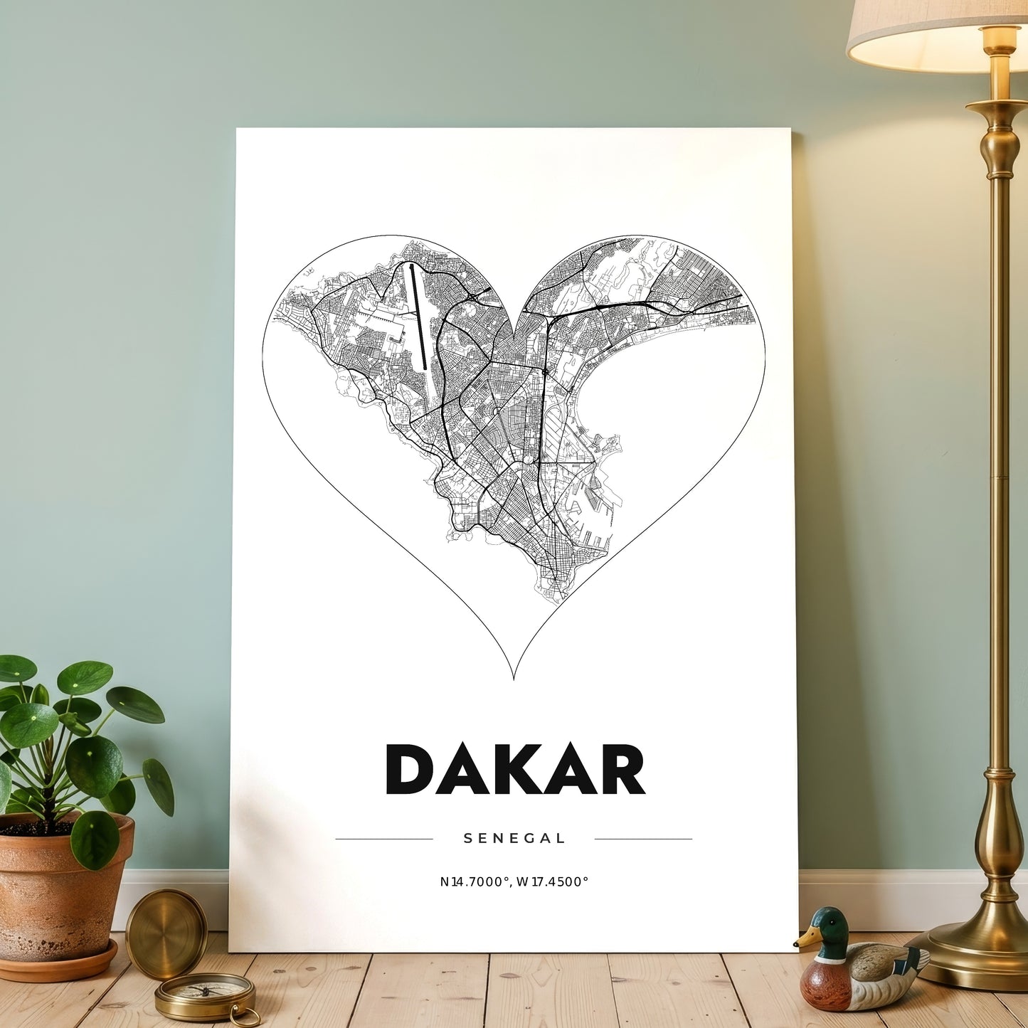 Dakar Heart Map Poster