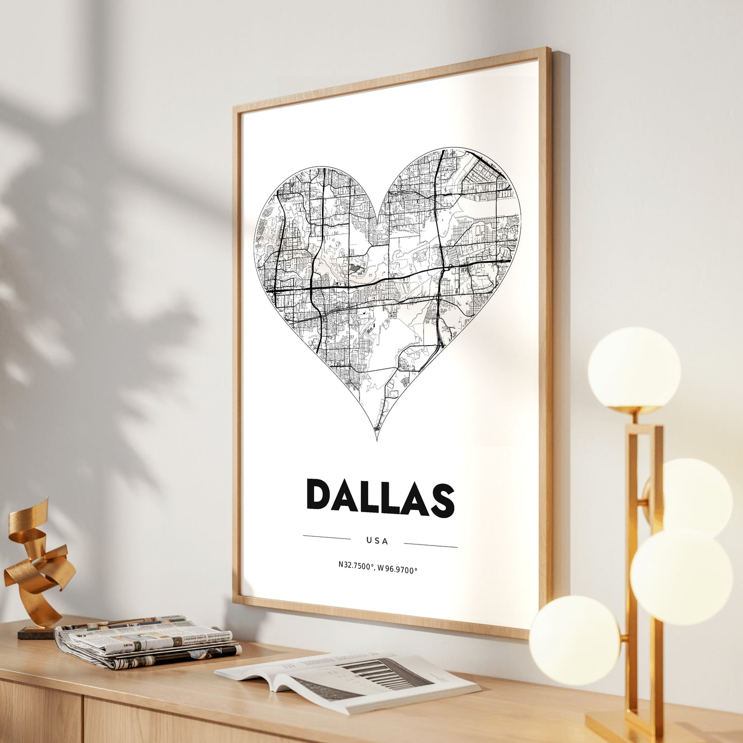 Dallas Heart Map Poster