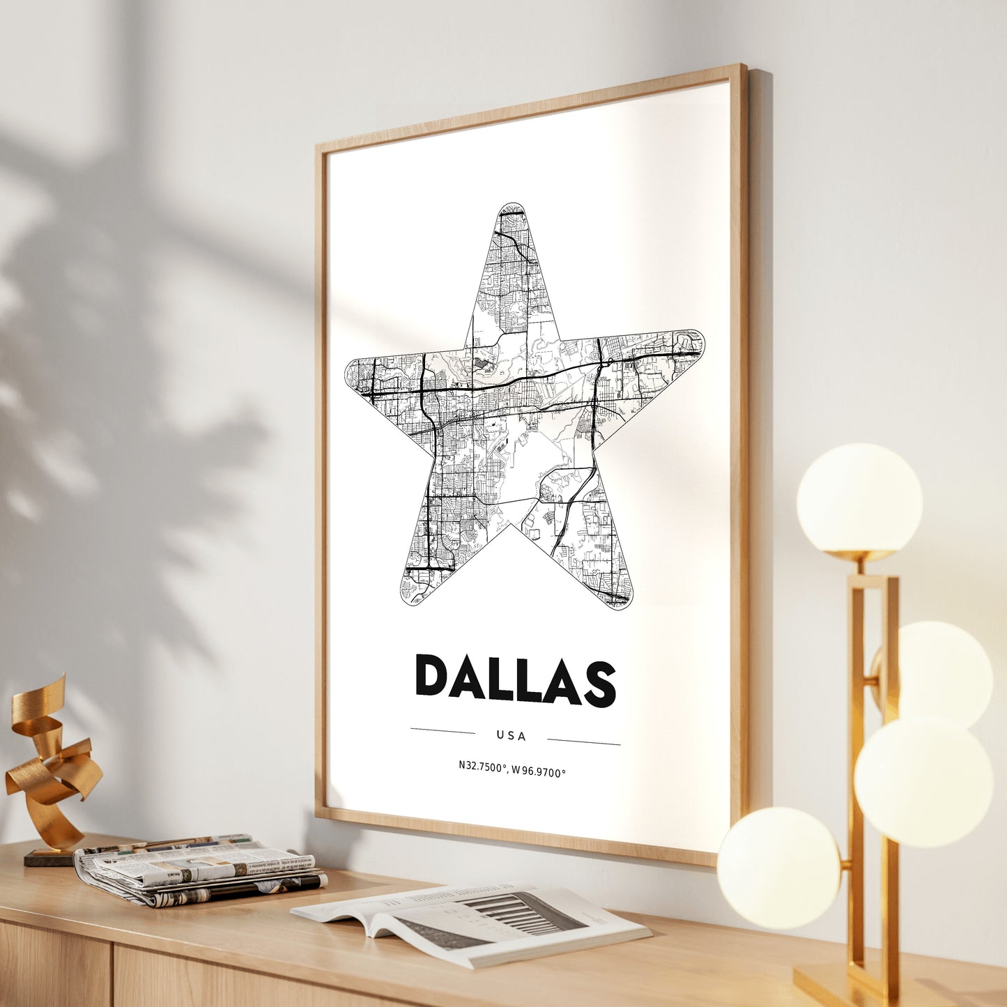 Dallas Star Map Poster
