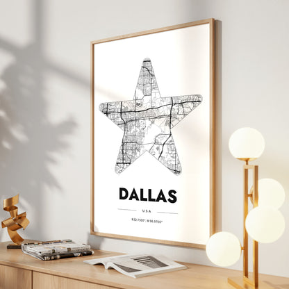 Dallas Star Map Poster