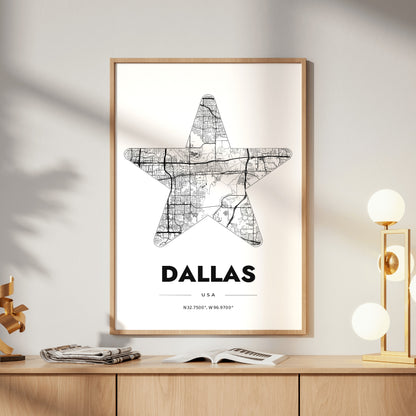 Dallas Star Map Poster