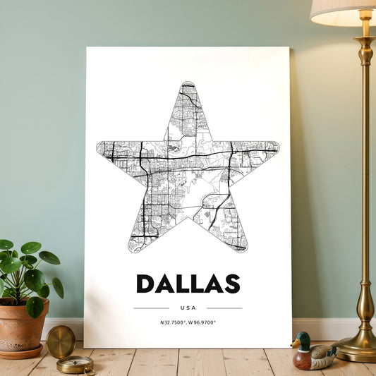 Dallas Star Map Poster