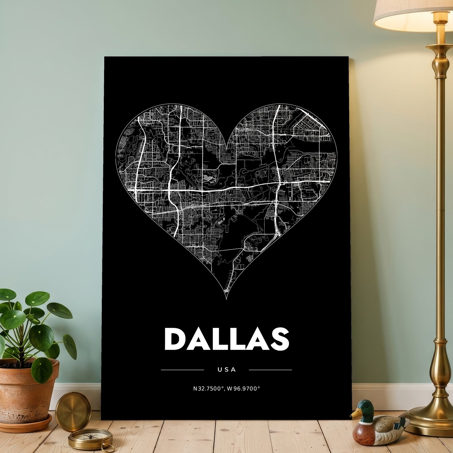 Dallas Heart Map Poster
