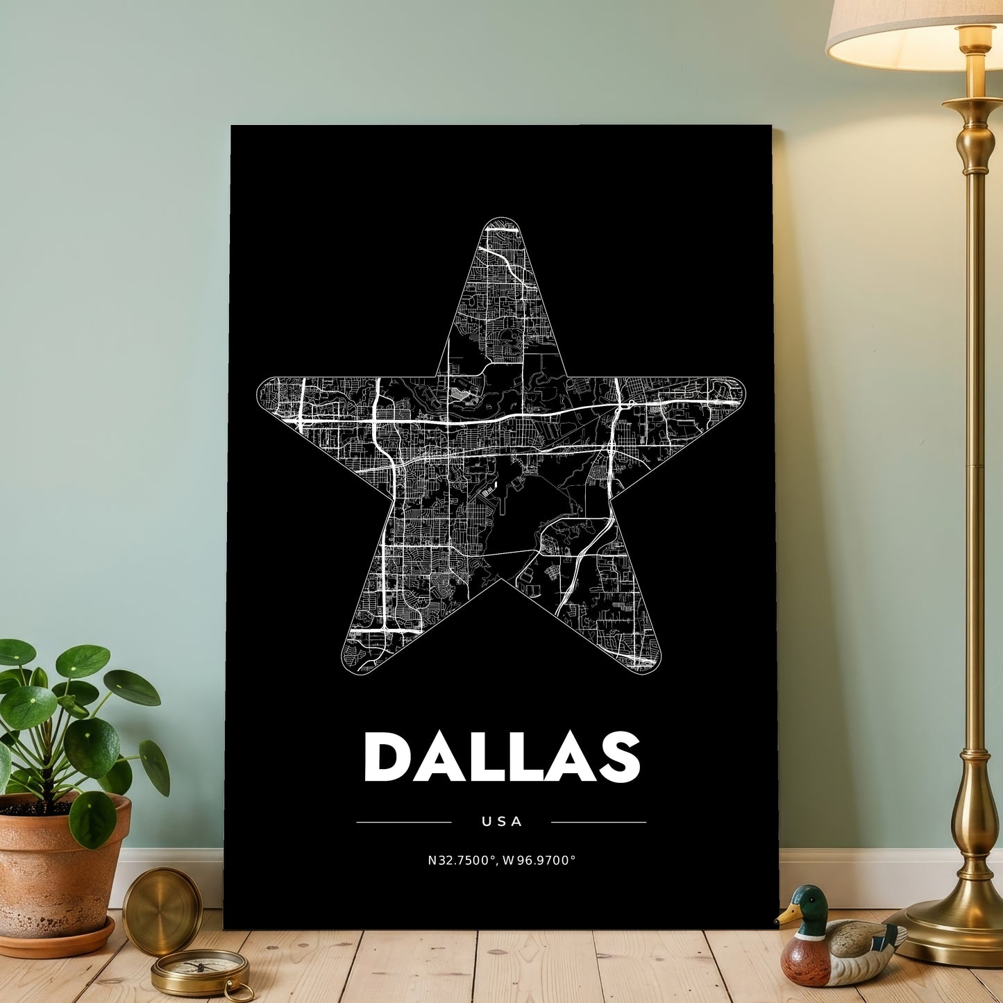 Dallas Star Map Poster
