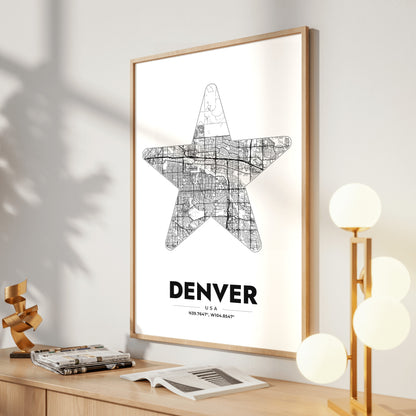 Denver Star Map Poster