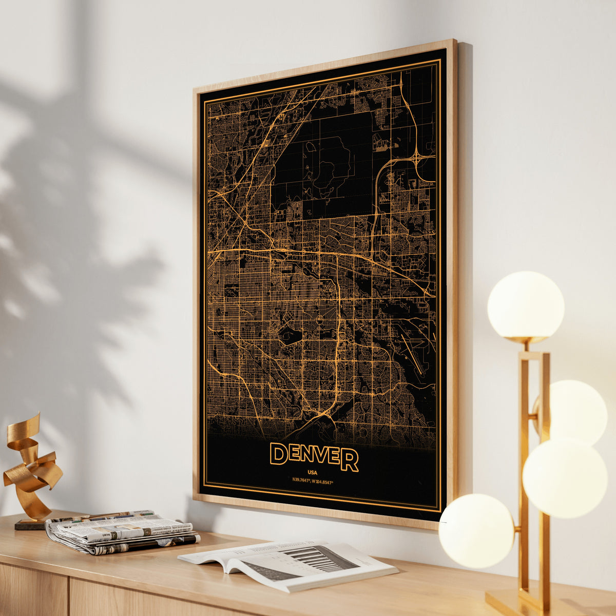 Denver Phosphor Map Poster - Amber CRT