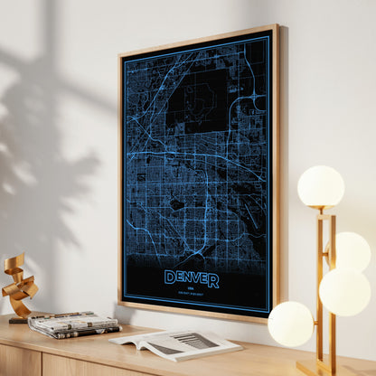 Denver Phosphor Map Poster - IBM Blue