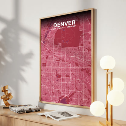 Denver Scarlet Map Poster