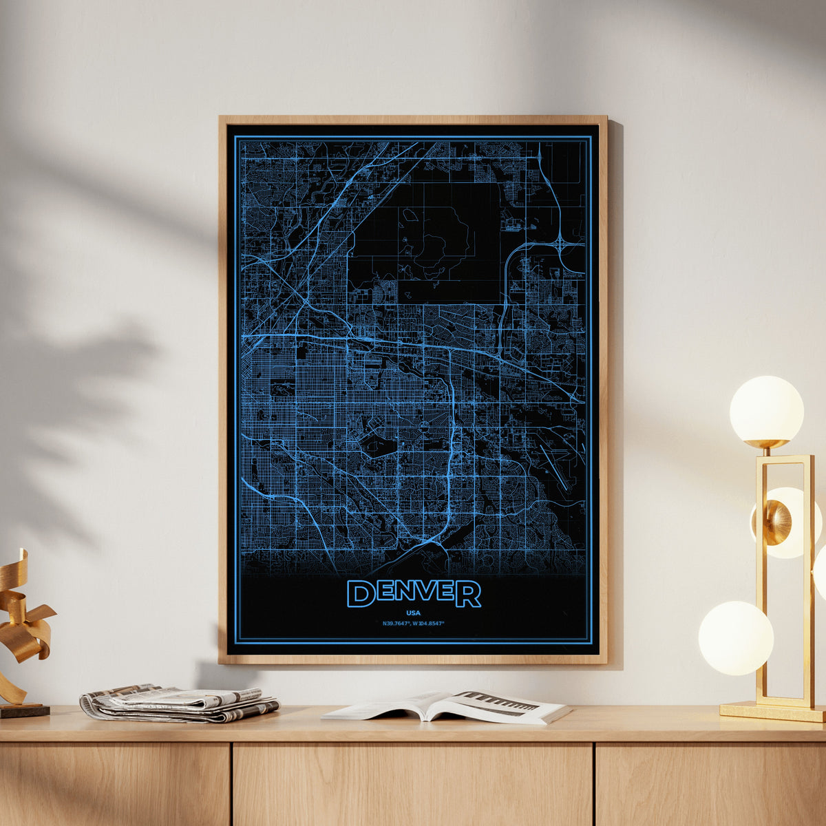 Denver Phosphor Map Poster - IBM Blue