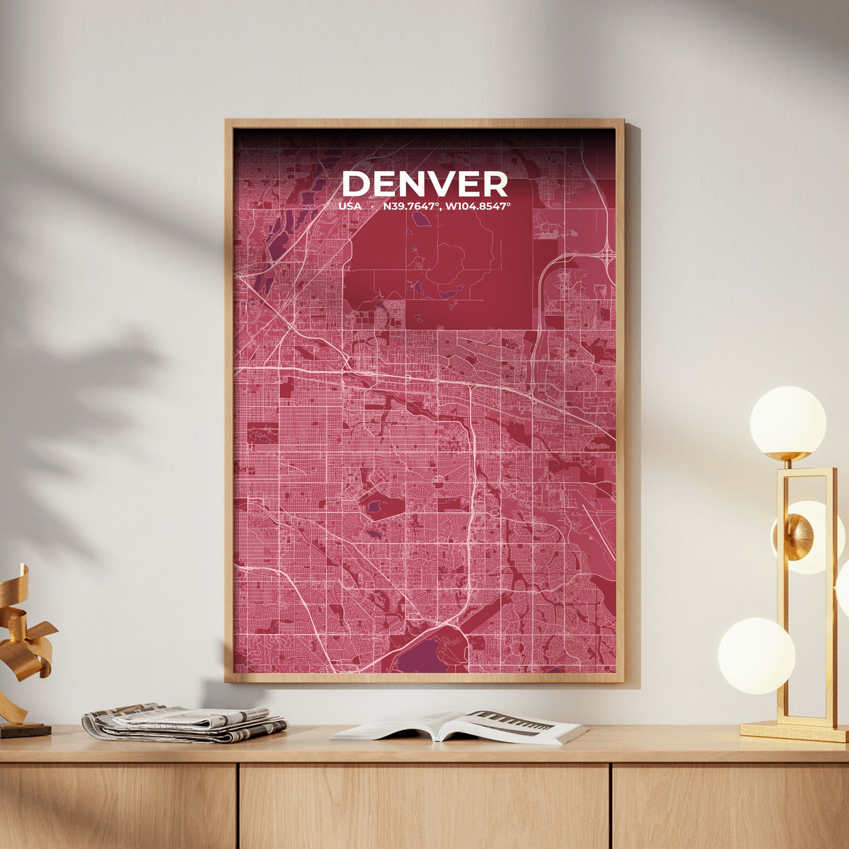 Denver Scarlet Map Poster
