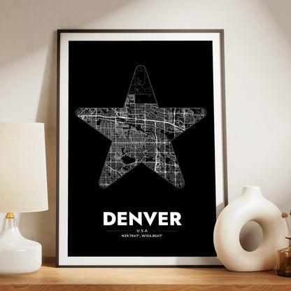 Denver Star Map Poster