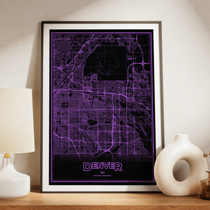 Denver Phosphor Map Poster - EGA Violet