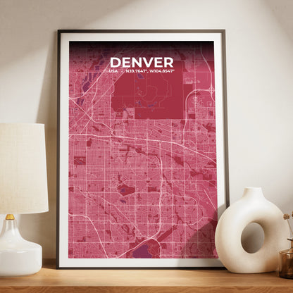 Denver Scarlet Map Poster