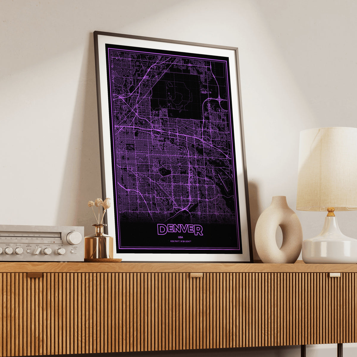 Denver Phosphor Map Poster - EGA Violet