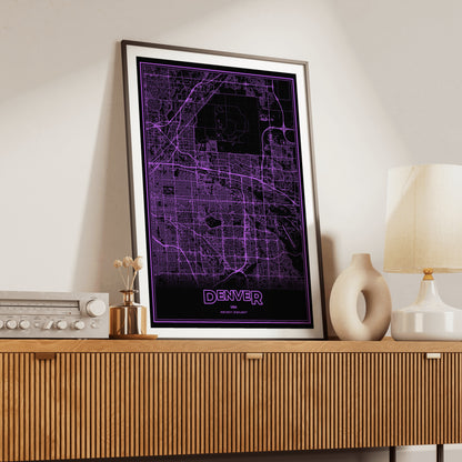 Denver Phosphor Map Poster - EGA Violet