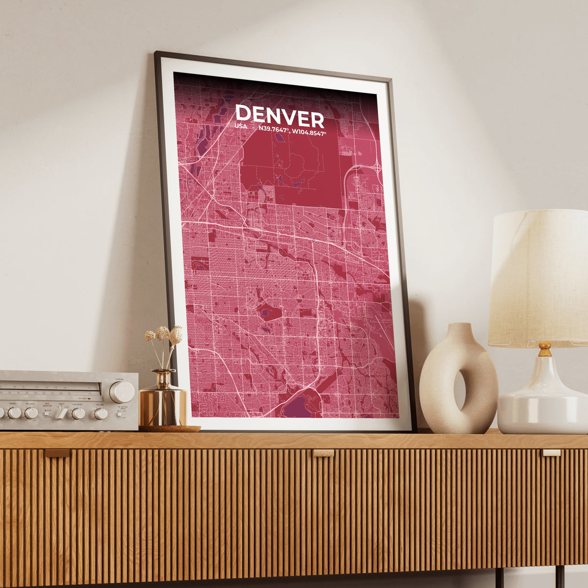 Denver Scarlet Map Poster