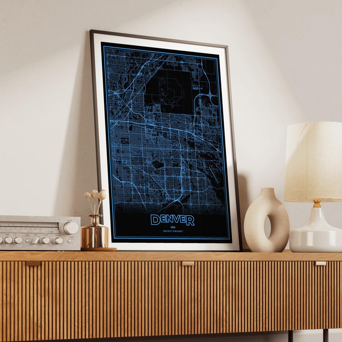 Denver Phosphor Map Poster - IBM Blue