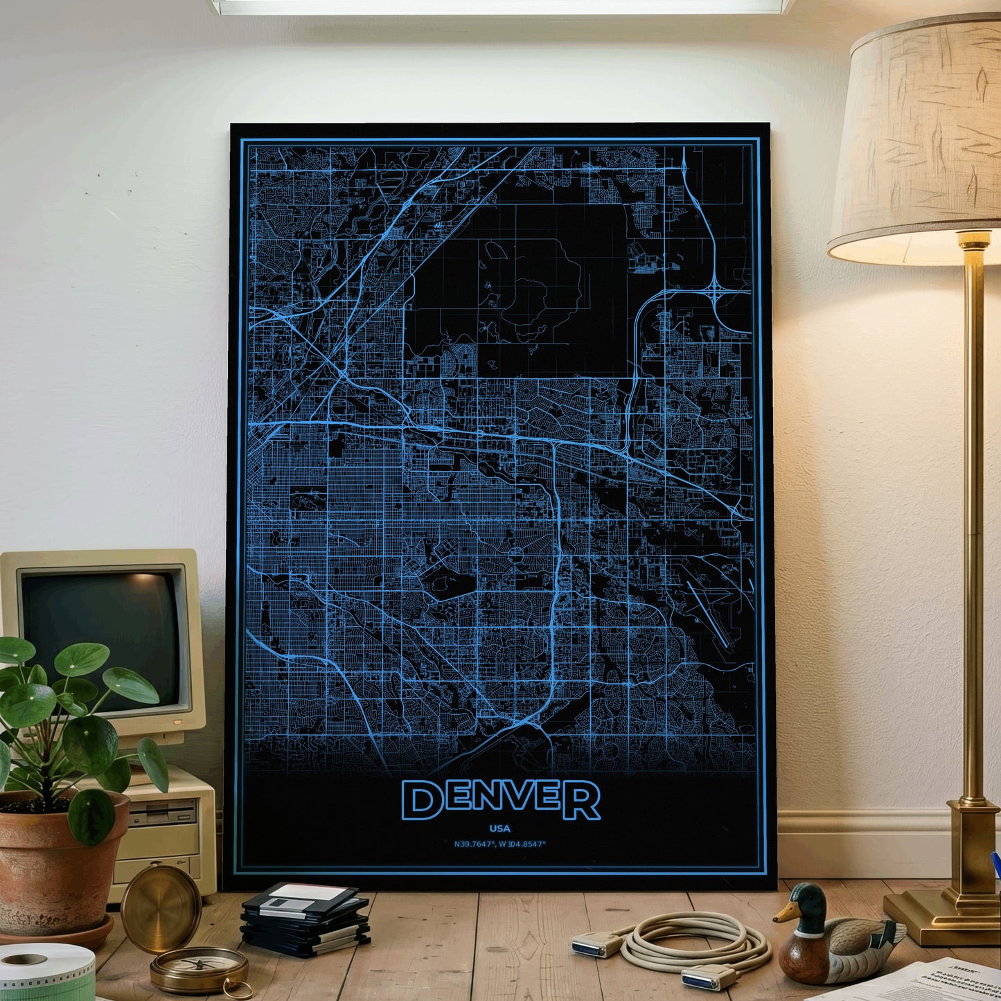 Denver Phosphor Map Poster - IBM Blue
