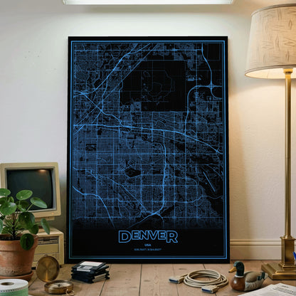 Denver Phosphor Map Poster - IBM Blue