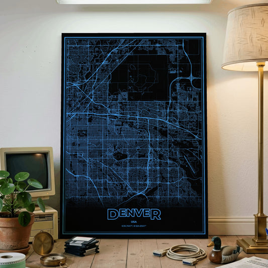 Denver Phosphor Map Poster - IBM Blue