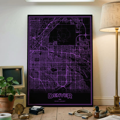 Denver Phosphor Map Poster - EGA Violet