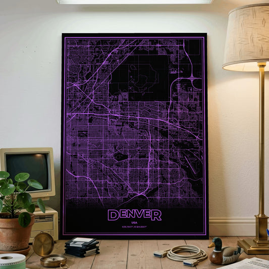 Denver Phosphor Map Poster - EGA Violet