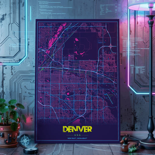 Denver Cyberpunk Map Poster