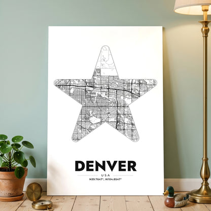 Denver Star Map Poster