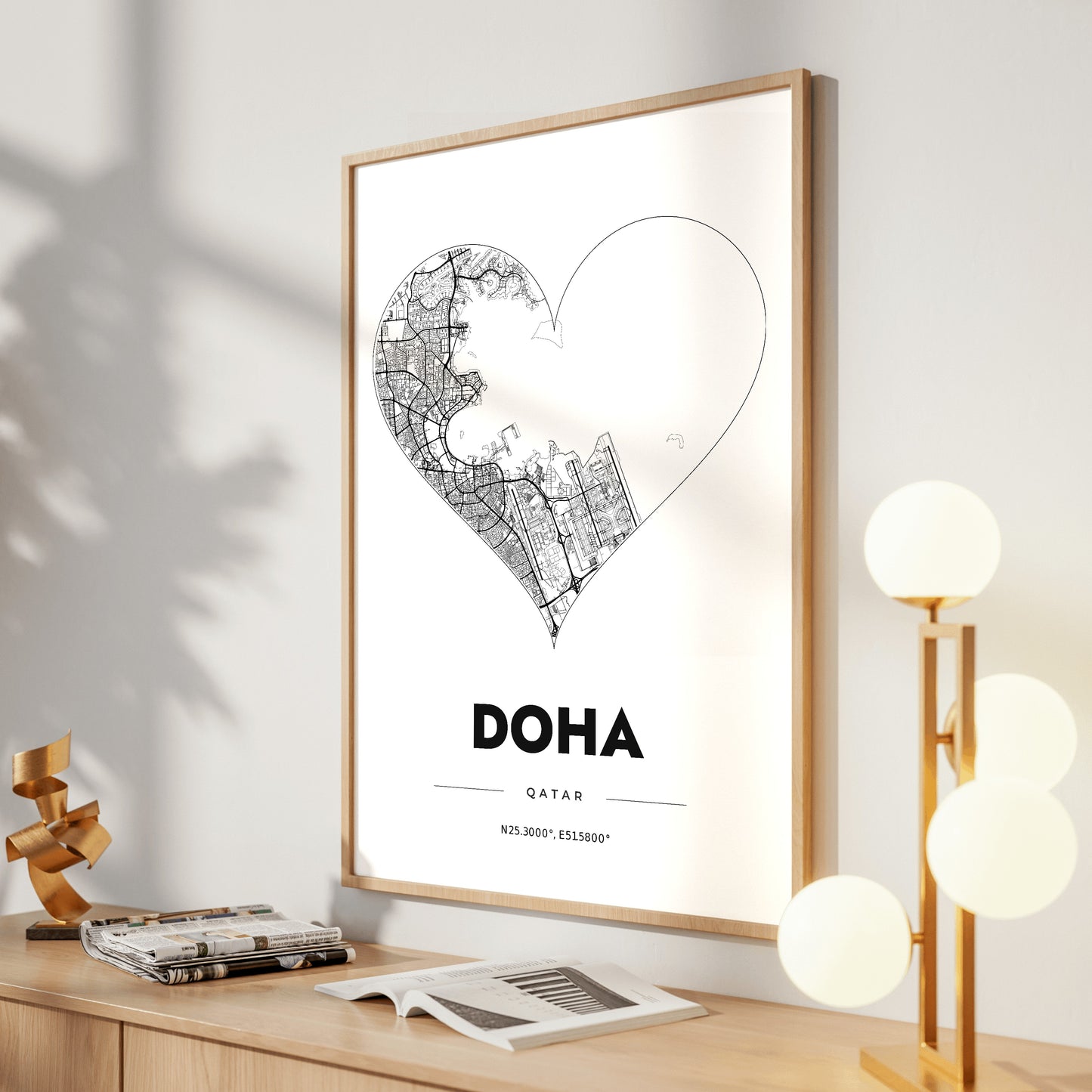 Doha Heart Map Poster
