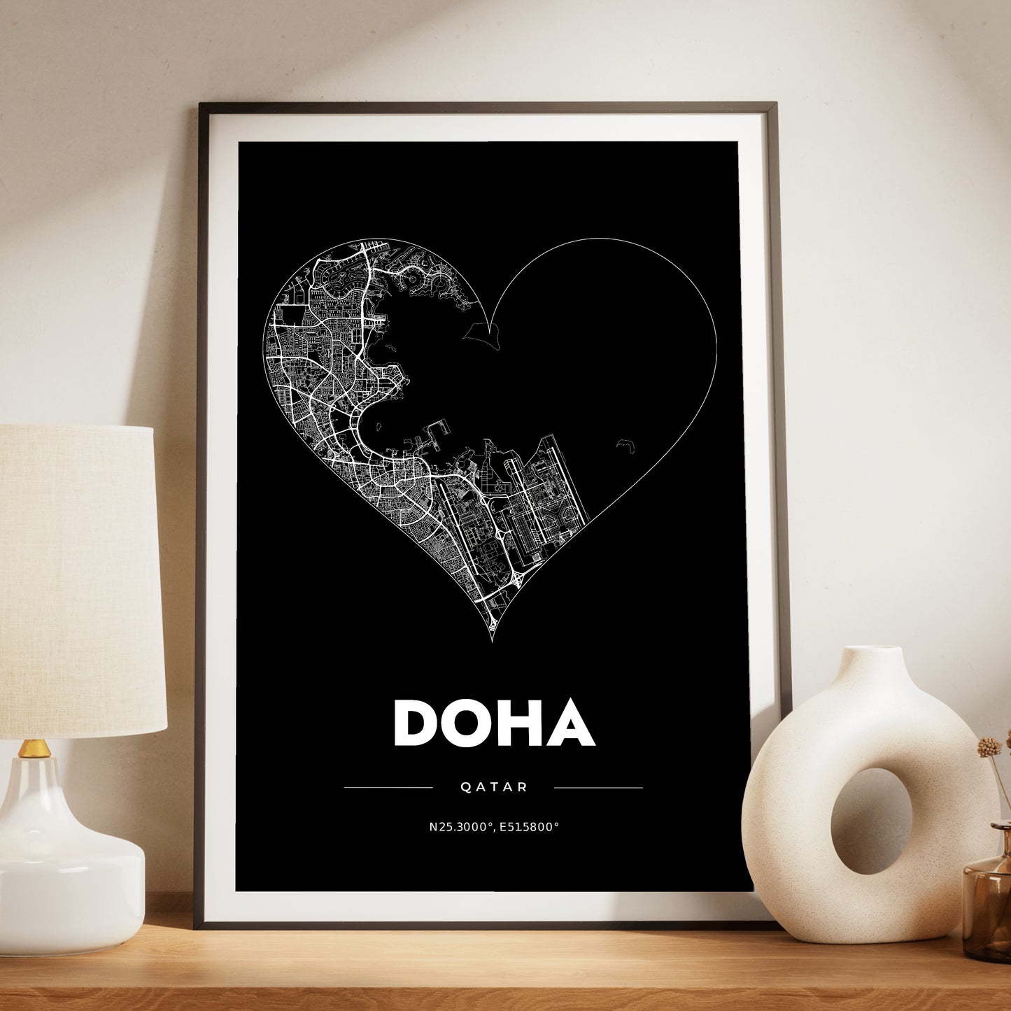 Doha Heart Map Poster