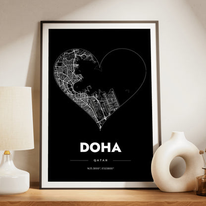 Doha Heart Map Poster