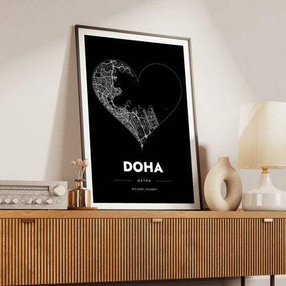 Doha Heart Map Poster