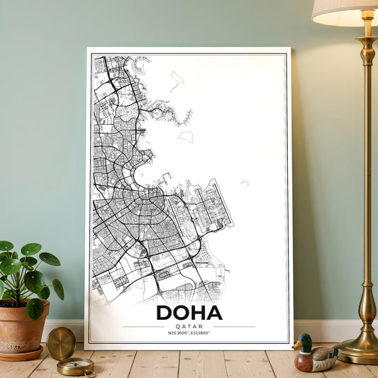 Doha Modern Map Poster